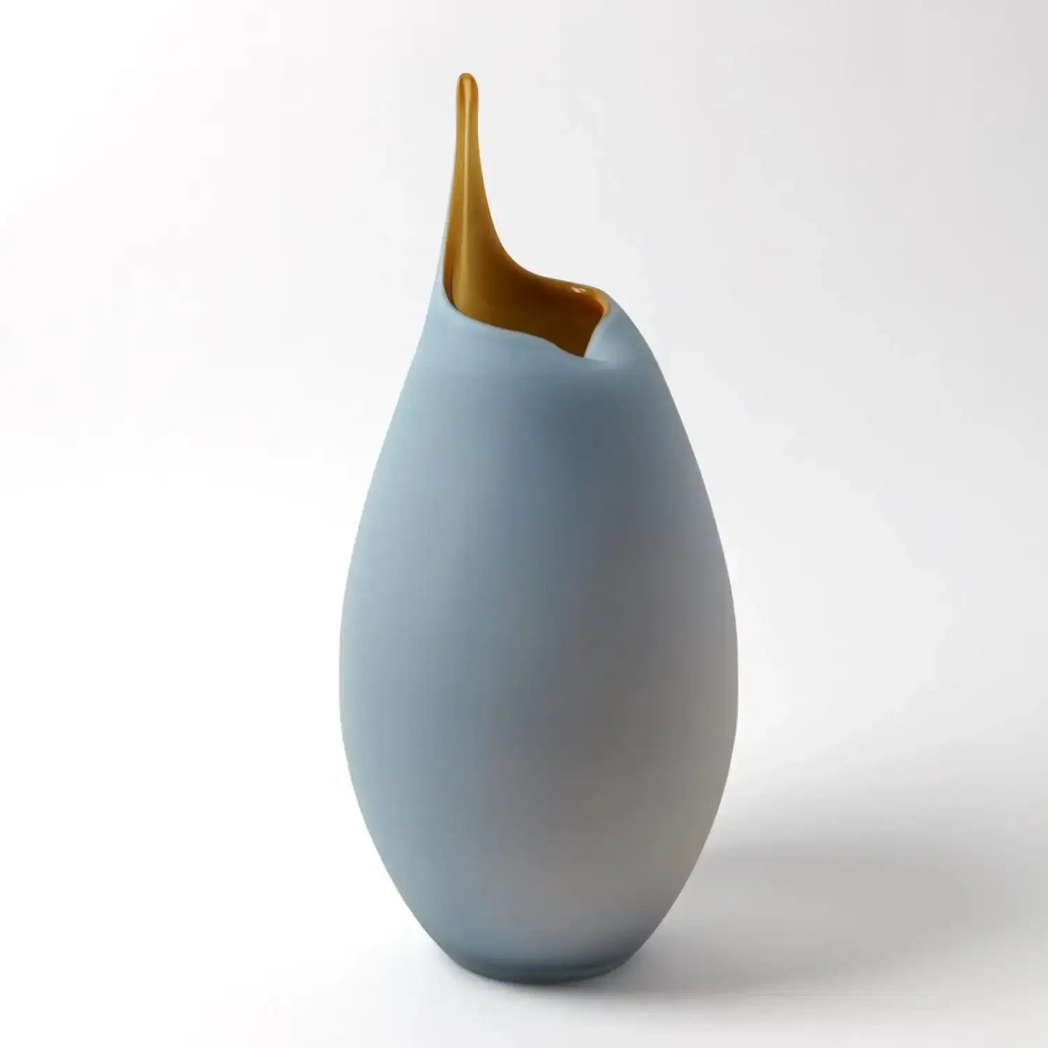 GLOBAL VIEWS FROSTED BLUE VASE W/AMBER CASING - Art
