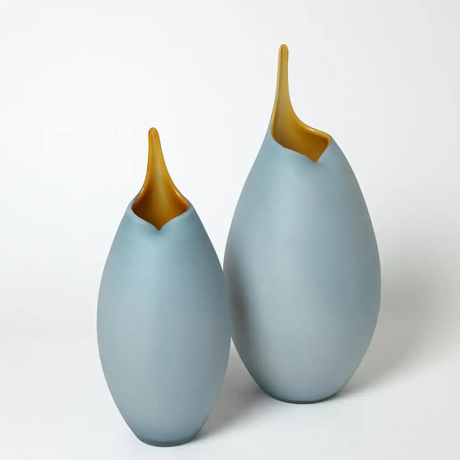 GLOBAL VIEWS FROSTED BLUE VASE W/AMBER CASING - Art