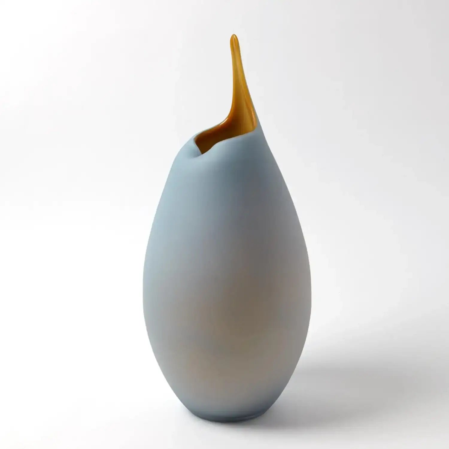 GLOBAL VIEWS FROSTED BLUE VASE W/AMBER CASING - Art