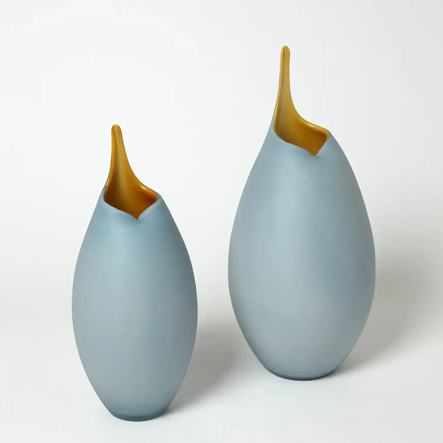 GLOBAL VIEWS FROSTED BLUE VASE W/AMBER CASING - Art