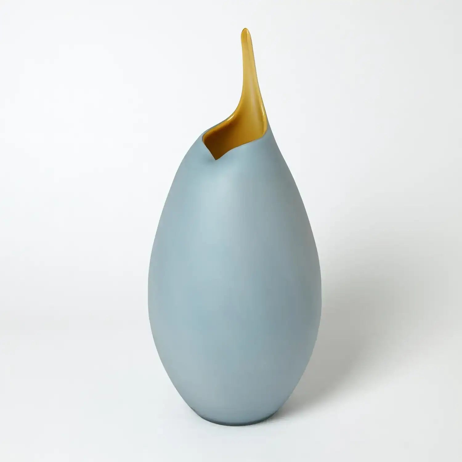 GLOBAL VIEWS FROSTED BLUE VASE W/AMBER CASING - Art