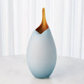 GLOBAL VIEWS FROSTED BLUE VASE W/AMBER CASING - Art