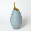 GLOBAL VIEWS FROSTED BLUE VASE W/AMBER CASING - Art