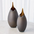 GLOBAL VIEWS FROSTED GREY VASE W/AMBER CASING - Art