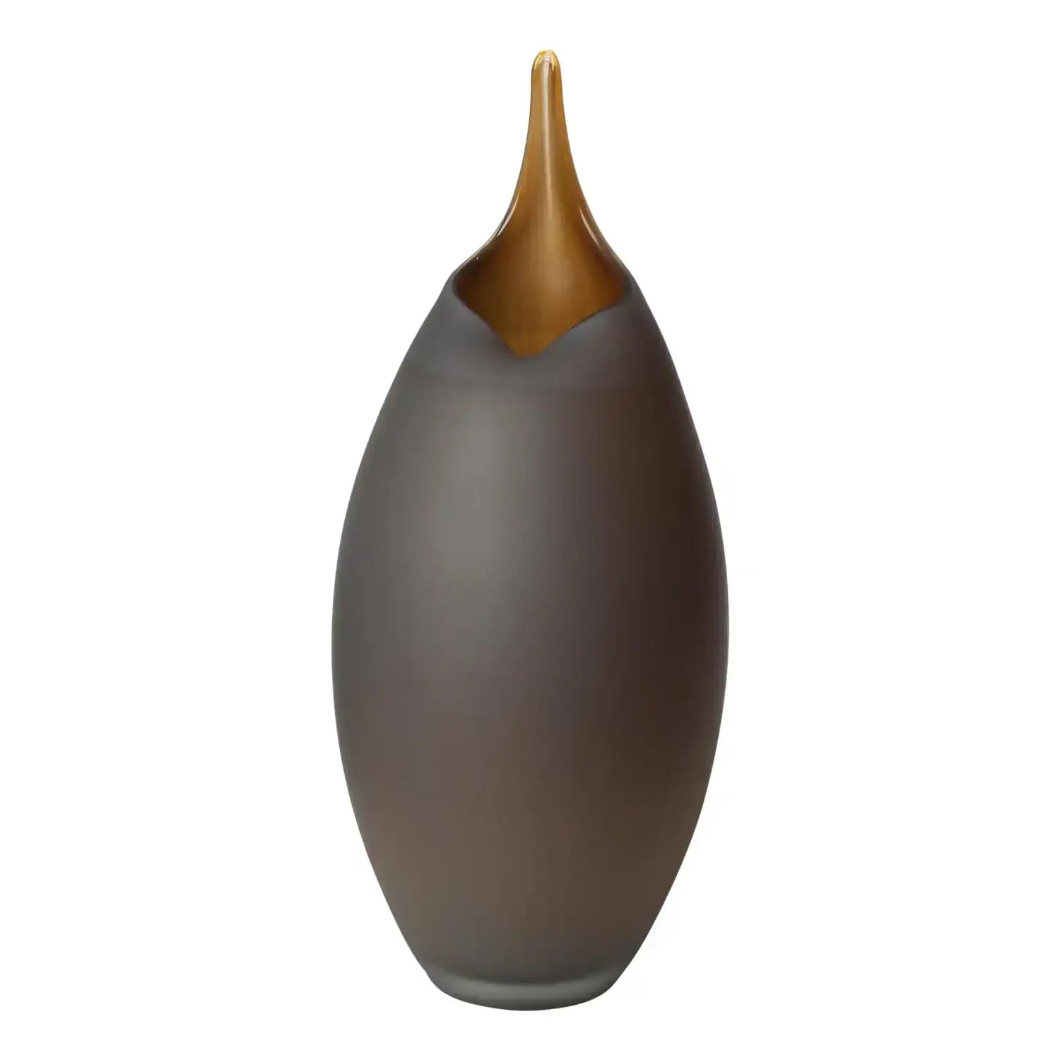 GLOBAL VIEWS FROSTED GREY VASE W/AMBER CASING - Art