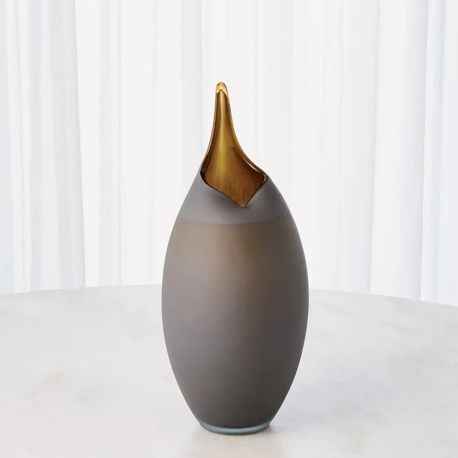 GLOBAL VIEWS FROSTED GREY VASE W/AMBER CASING - Art