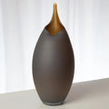 GLOBAL VIEWS FROSTED GREY VASE W/AMBER CASING - Art