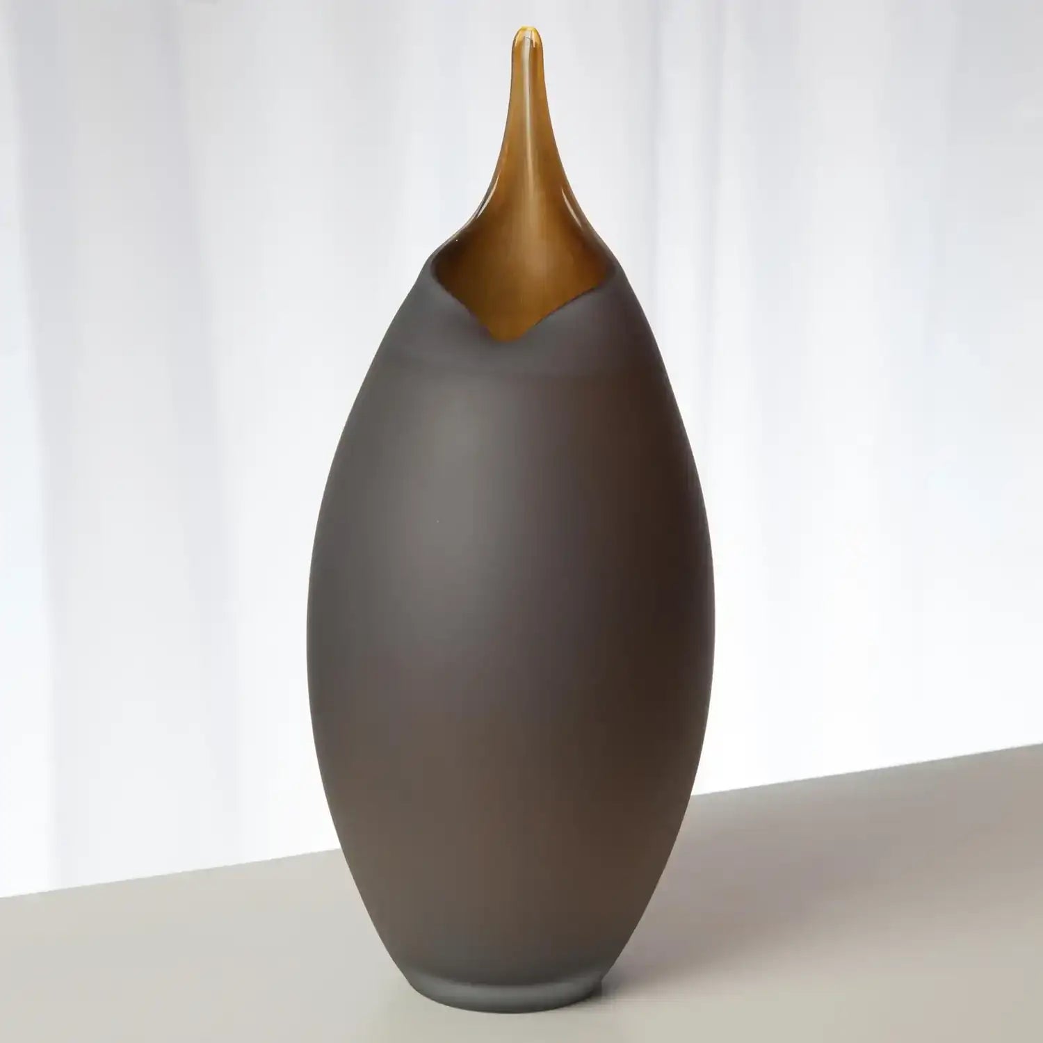 GLOBAL VIEWS FROSTED GREY VASE W/AMBER CASING - Art