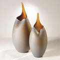 GLOBAL VIEWS FROSTED GREY VASE W/AMBER CASING - Art