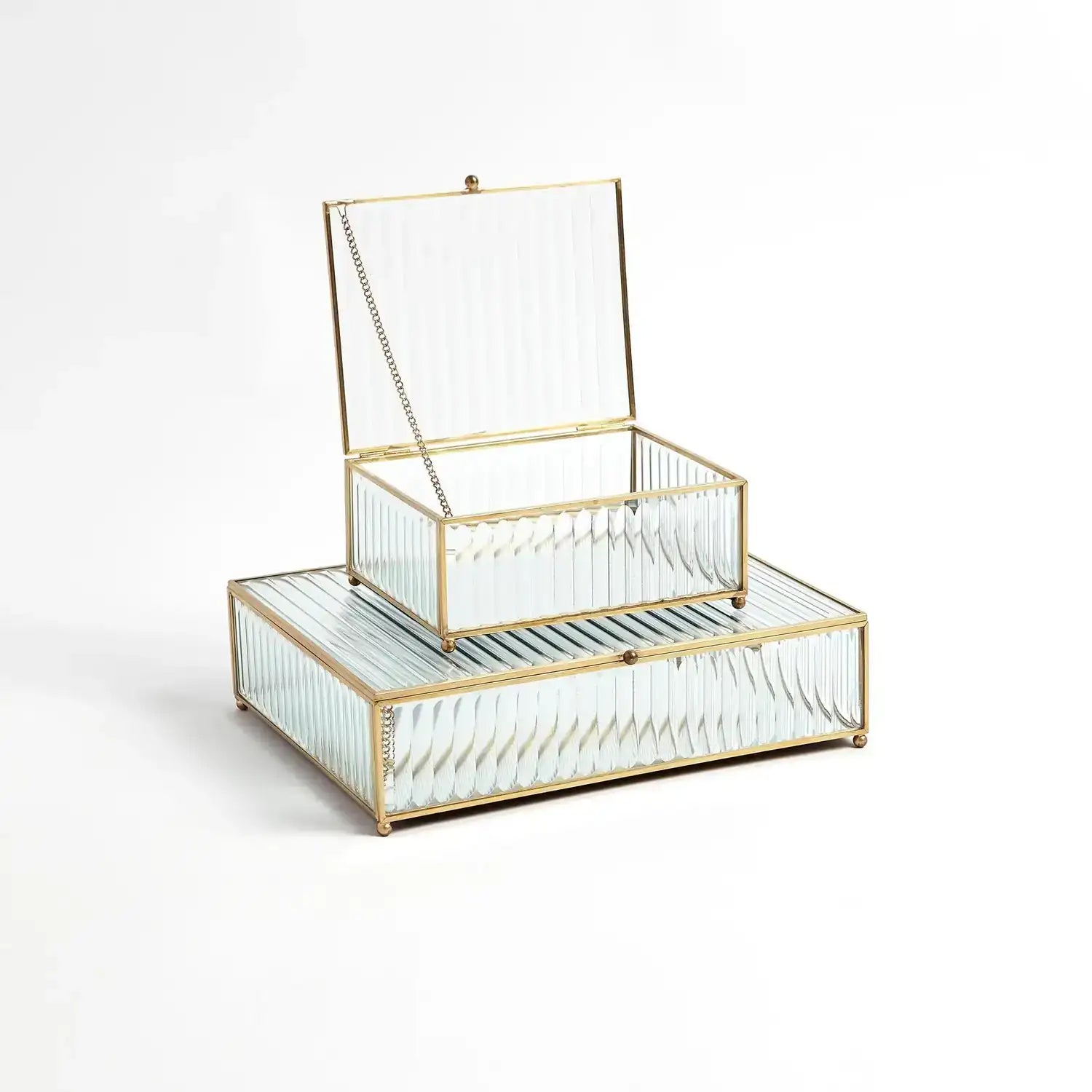 GLOBAL VIEWS REEDED GLASS BOX - Decorative Accents