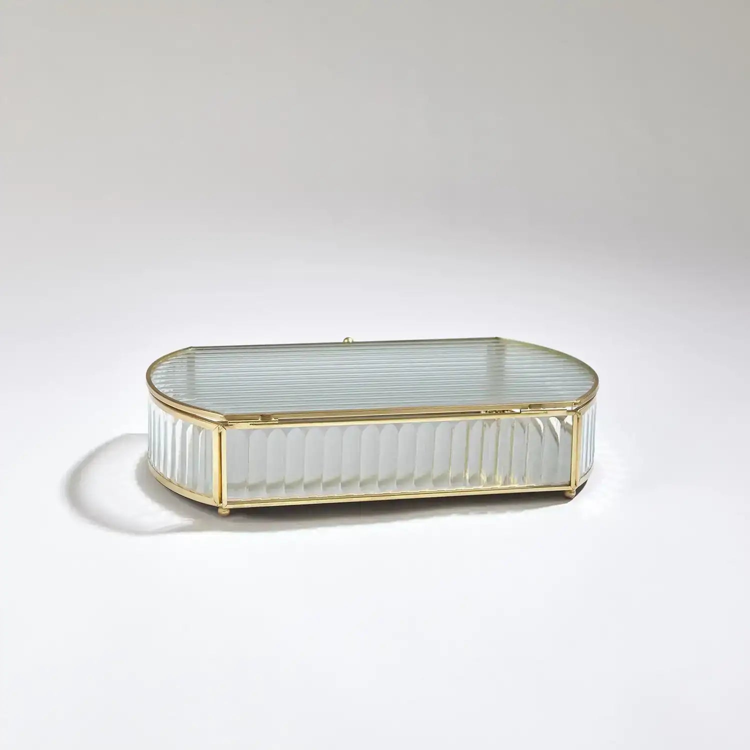 GLOBAL VIEWS REEDED GLASS OVAL BOX - Decorative Accents