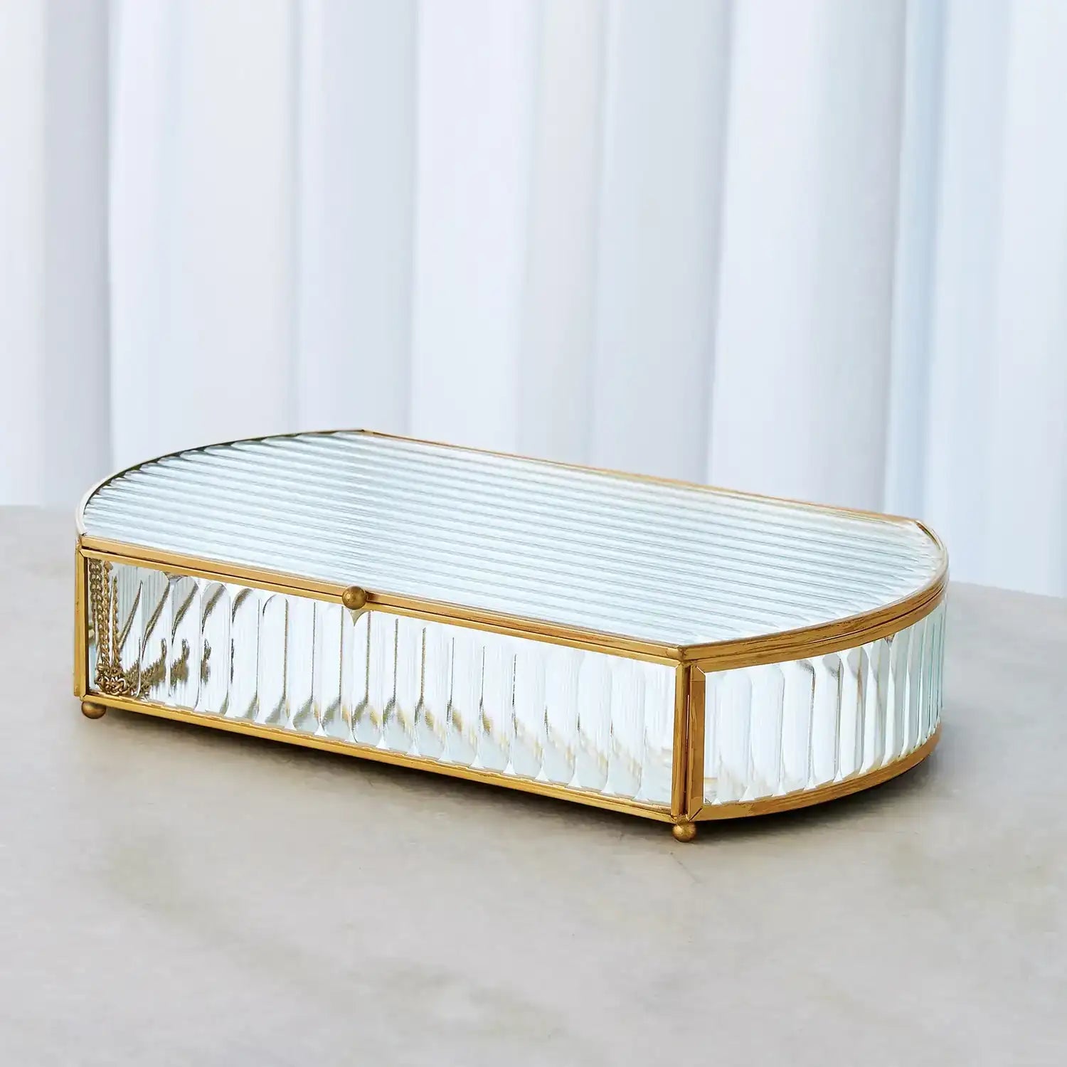GLOBAL VIEWS REEDED GLASS OVAL BOX - Decorative Accents