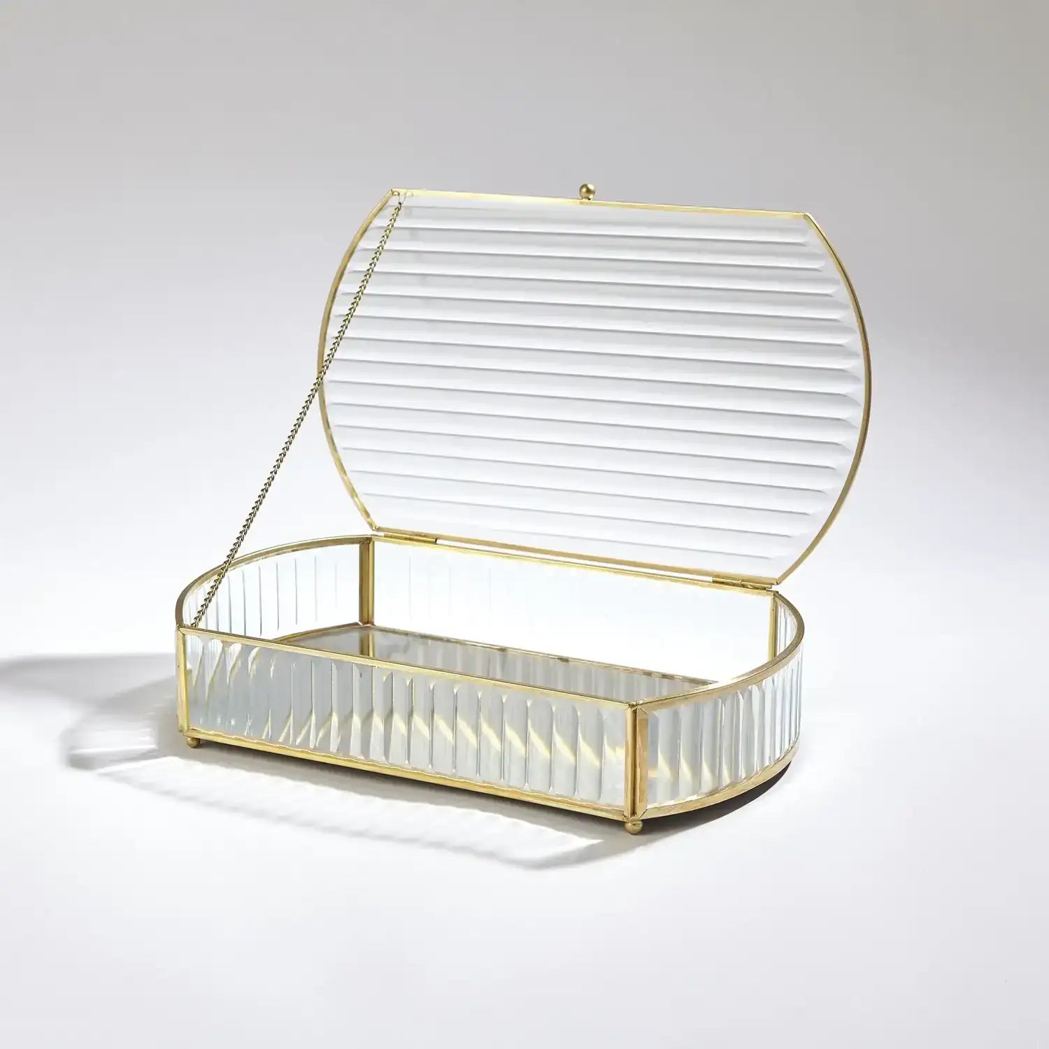 GLOBAL VIEWS REEDED GLASS OVAL BOX - Decorative Accents