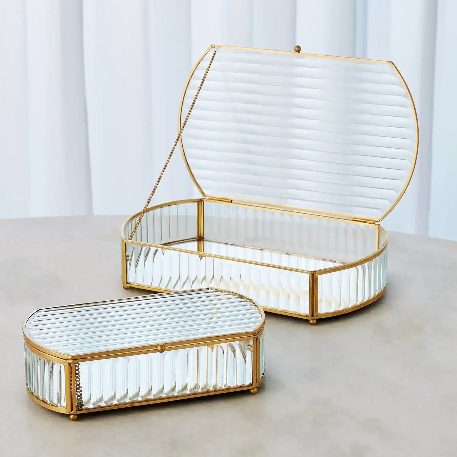 GLOBAL VIEWS REEDED GLASS OVAL BOX - Decorative Accents