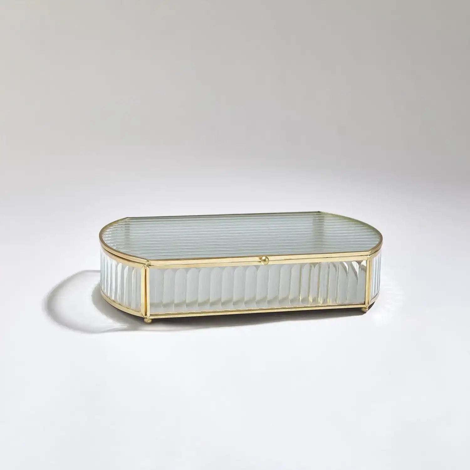 GLOBAL VIEWS REEDED GLASS OVAL BOX - Decorative Accents