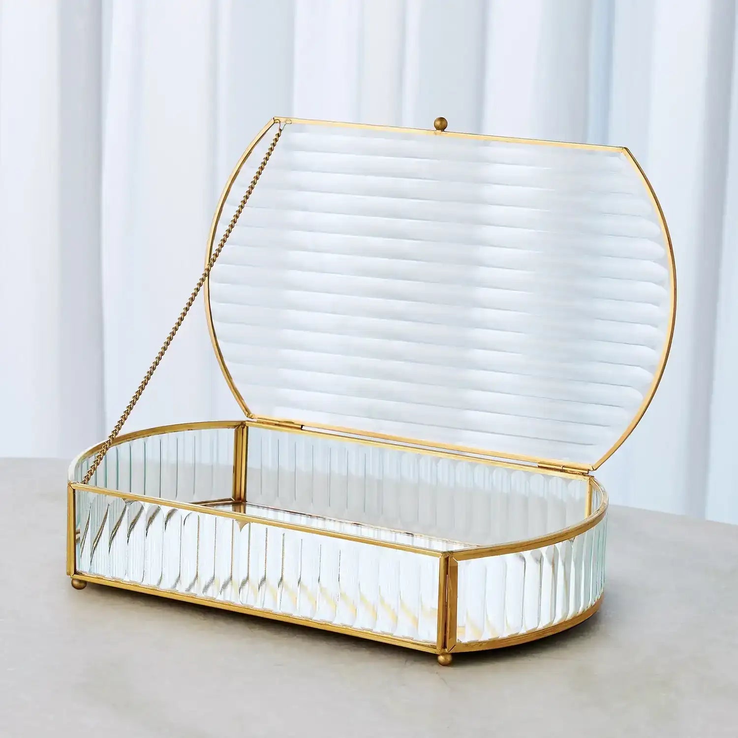 GLOBAL VIEWS REEDED GLASS OVAL BOX - Decorative Accents