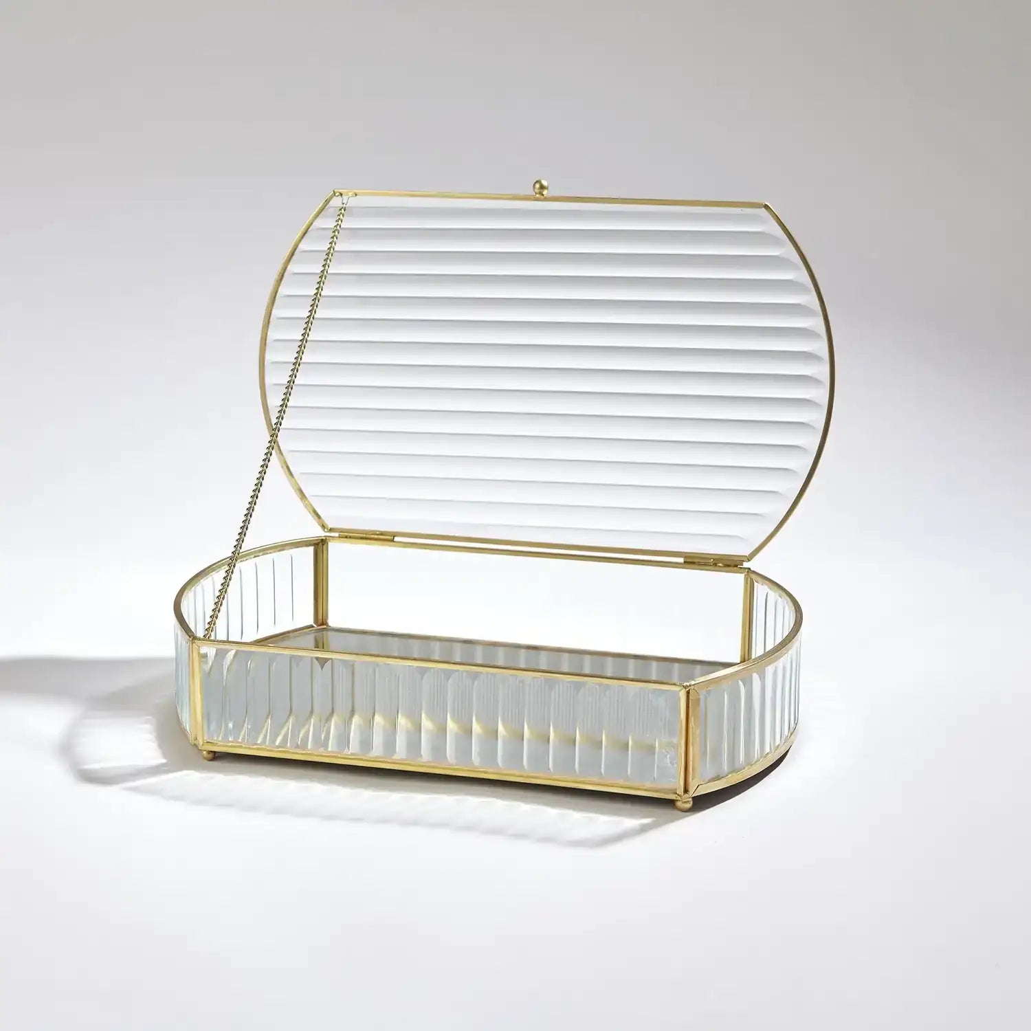 GLOBAL VIEWS REEDED GLASS OVAL BOX - Decorative Accents