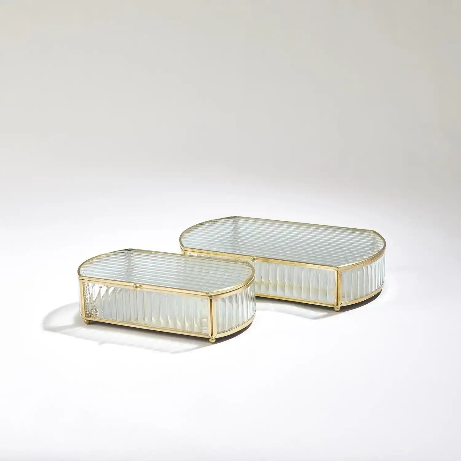 GLOBAL VIEWS REEDED GLASS OVAL BOX - Decorative Accents