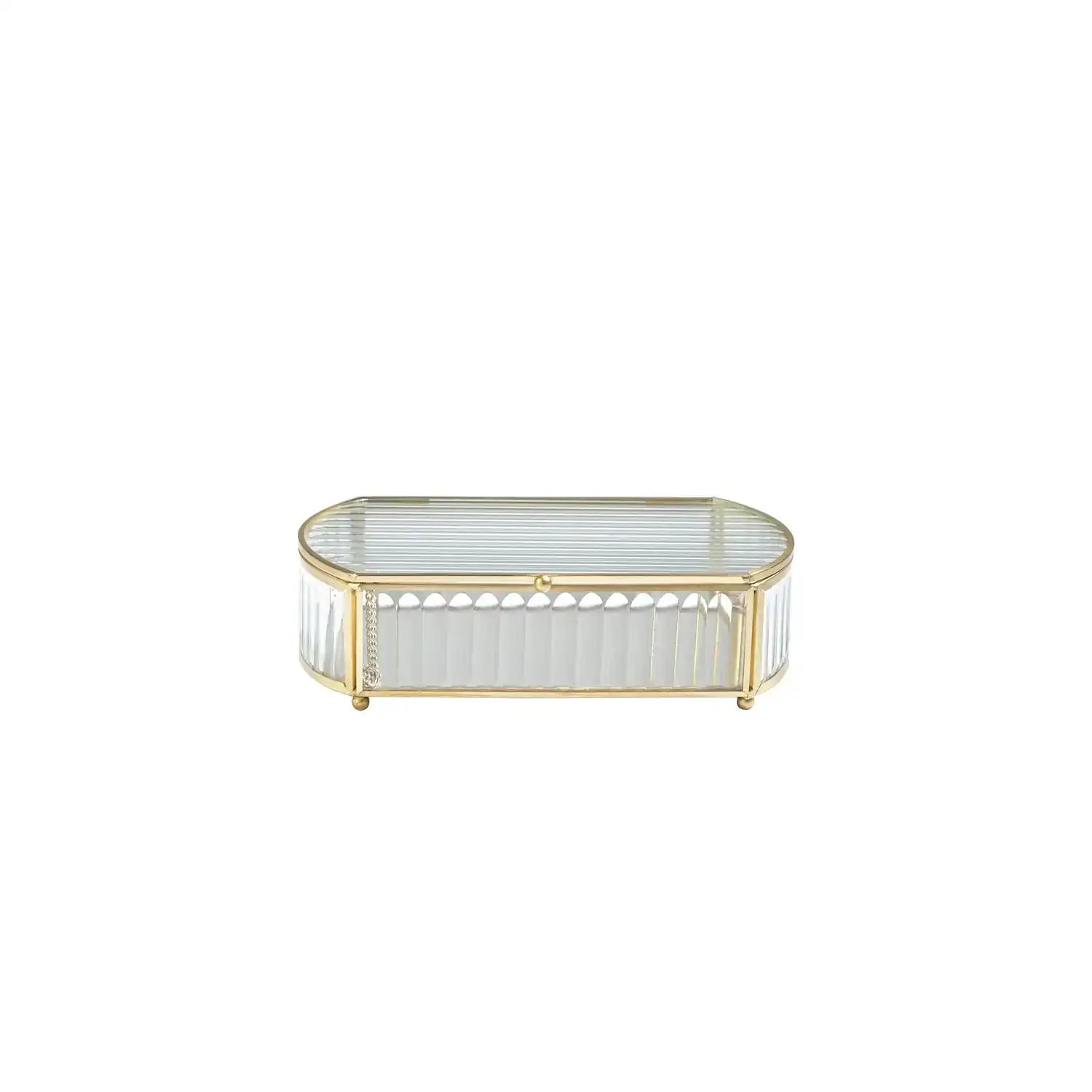 GLOBAL VIEWS REEDED GLASS OVAL BOX - Decorative Accents
