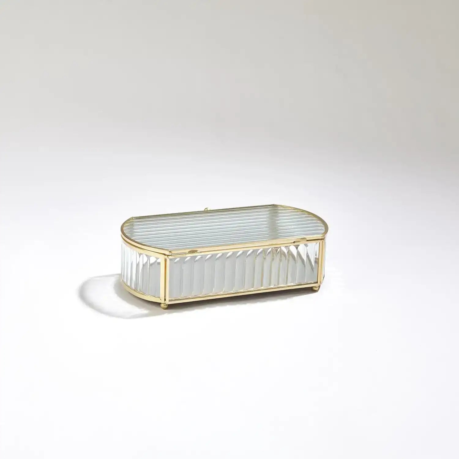 GLOBAL VIEWS REEDED GLASS OVAL BOX - Decorative Accents