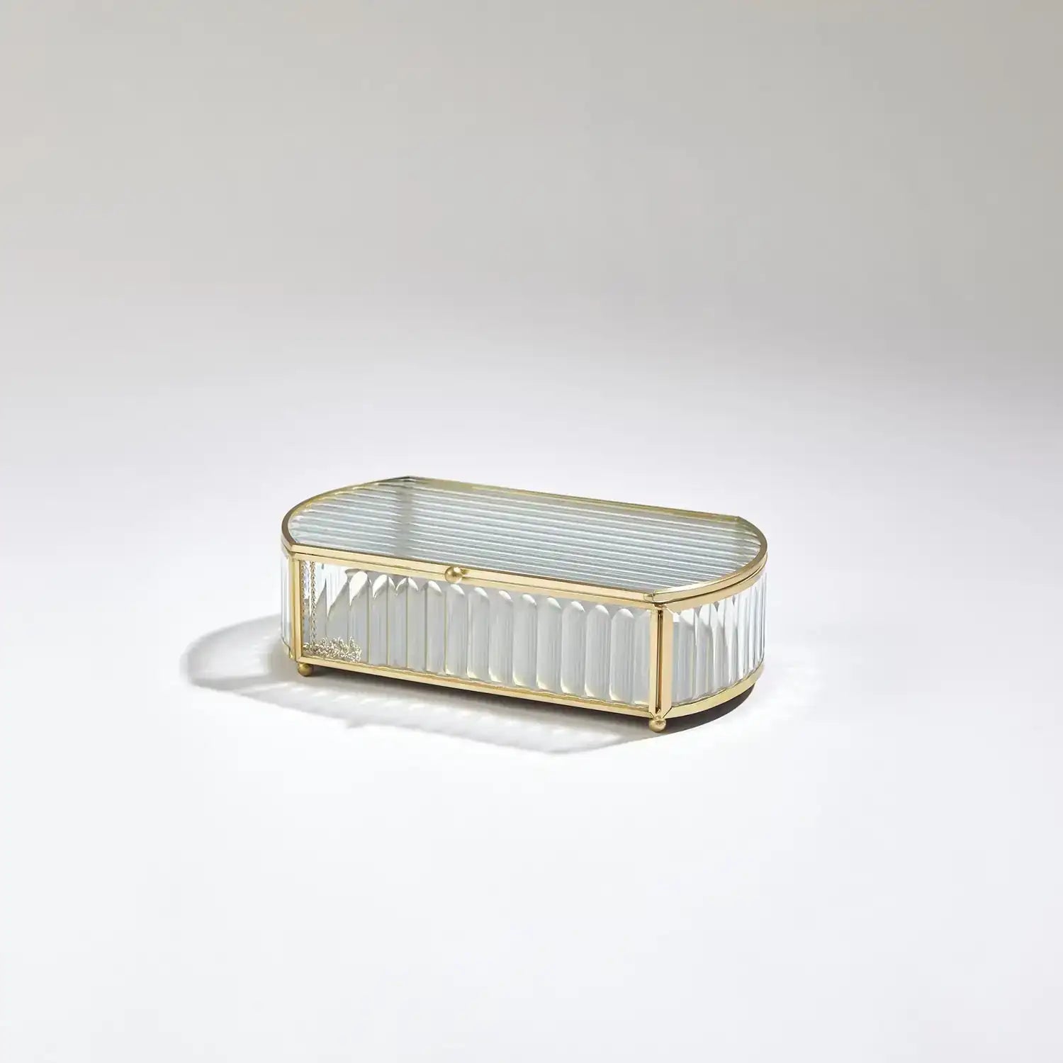 GLOBAL VIEWS REEDED GLASS OVAL BOX - Decorative Accents