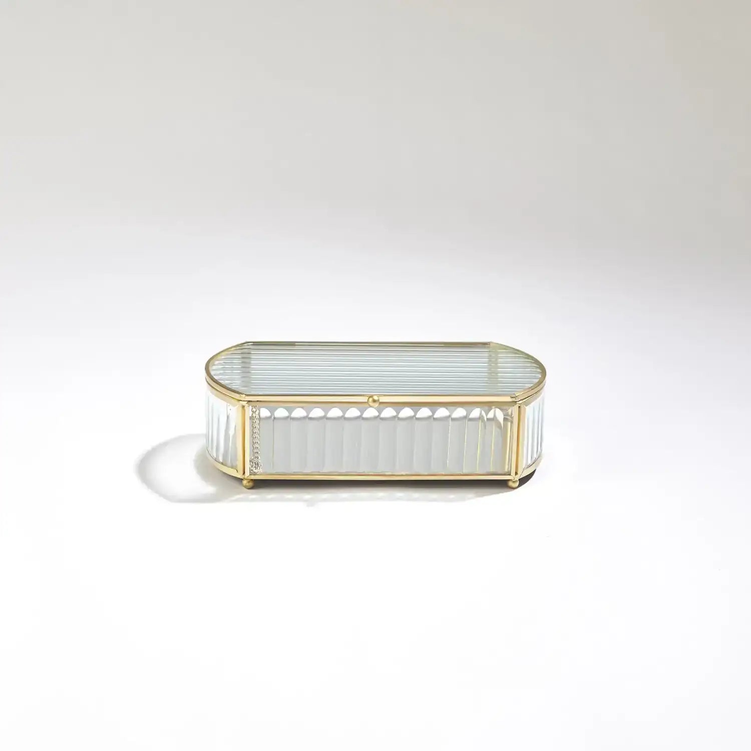 GLOBAL VIEWS REEDED GLASS OVAL BOX - Decorative Accents