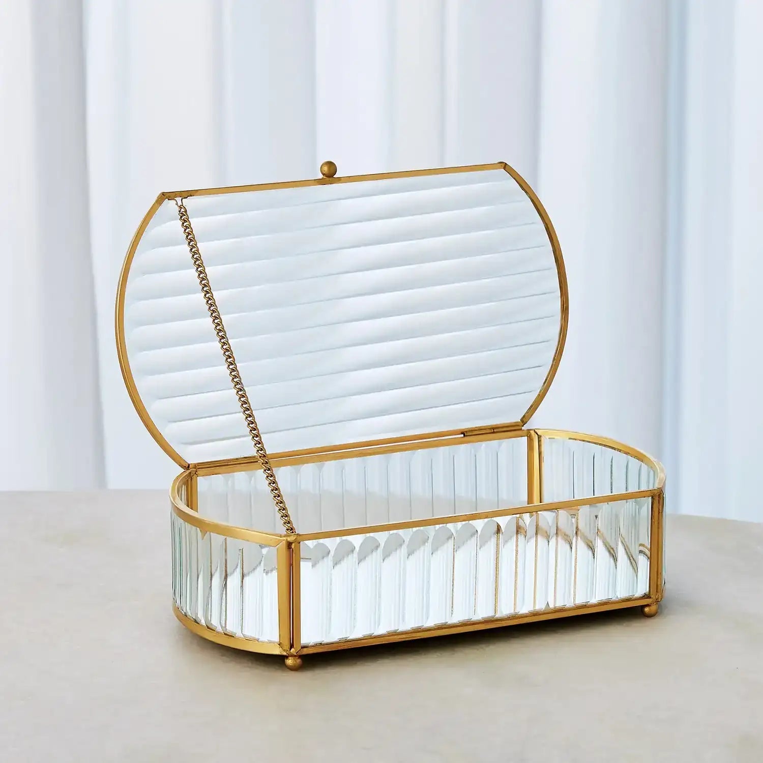GLOBAL VIEWS REEDED GLASS OVAL BOX - Decorative Accents