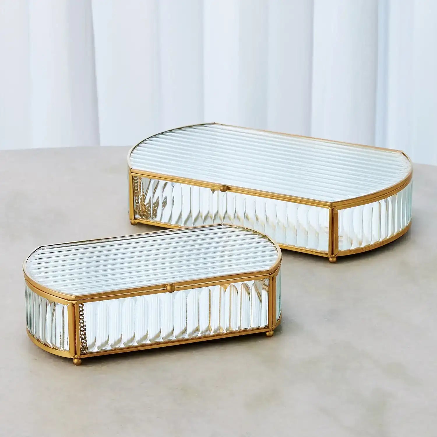 GLOBAL VIEWS REEDED GLASS OVAL BOX - Decorative Accents