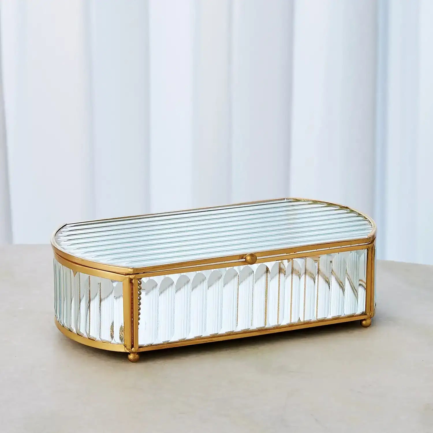 GLOBAL VIEWS REEDED GLASS OVAL BOX - Decorative Accents