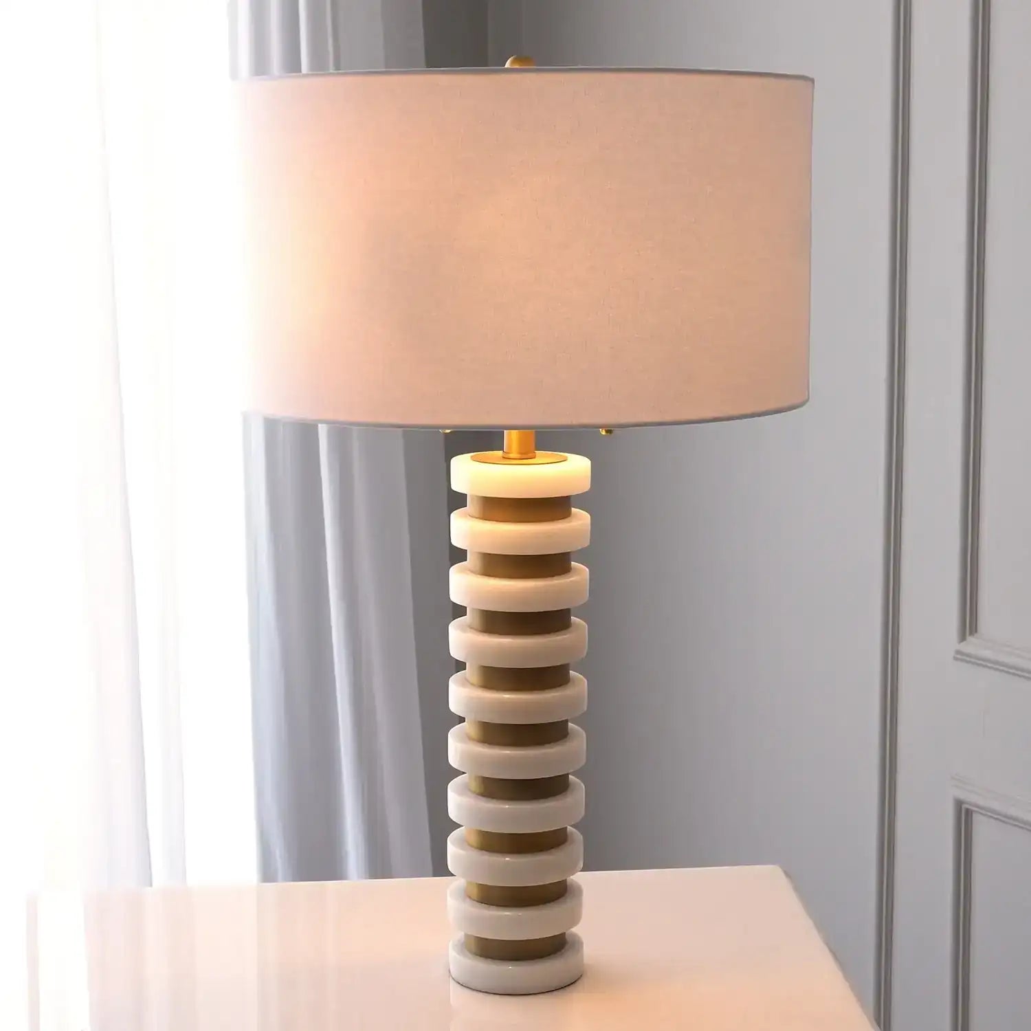 GLOBAL VIEWS, MARBLE STACK LAMP, TABLE LAMPS