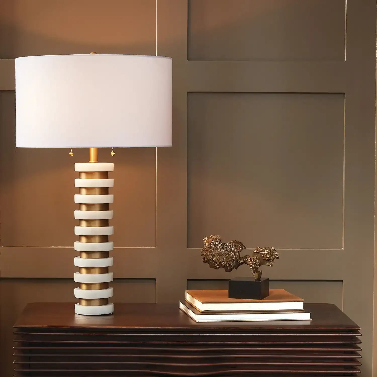 GLOBAL VIEWS, MARBLE STACK LAMP, TABLE LAMPS