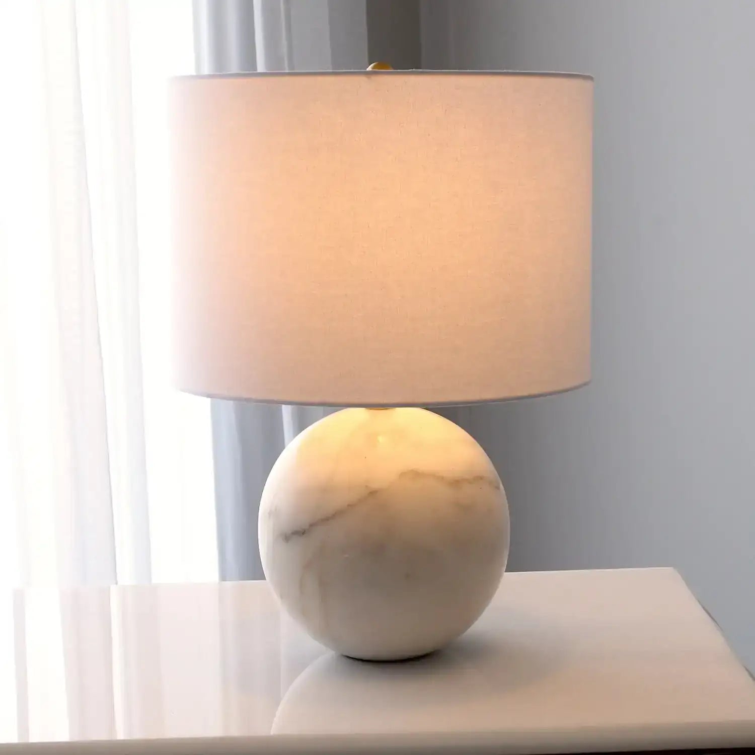 GLOBAL VIEWS, MARBLE SPHERE LAMP, TABLE LAMPS