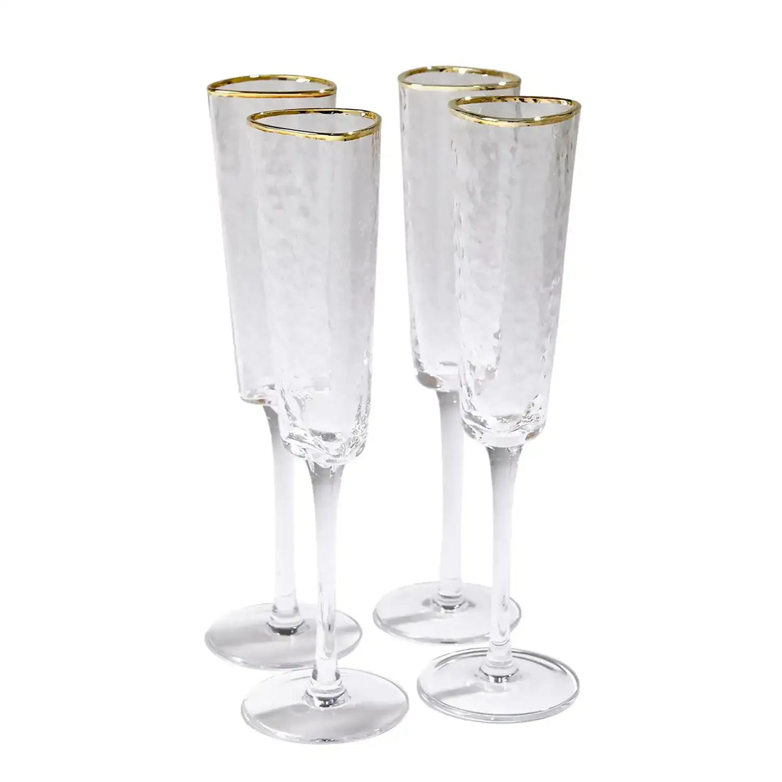 GLOBAL VIEWS S/4 HAMMERED CHAMPAGNE GLASSES - Decorative Accents