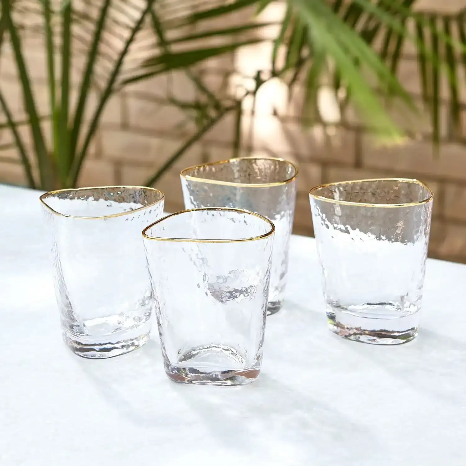 GLOBAL VIEWS S/4 HAMMERED DOF GLASSES - Decorative Accents