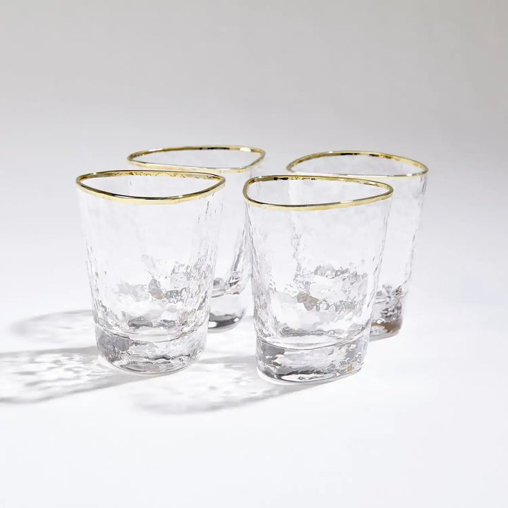 GLOBAL VIEWS S/4 HAMMERED DOF GLASSES - Decorative Accents