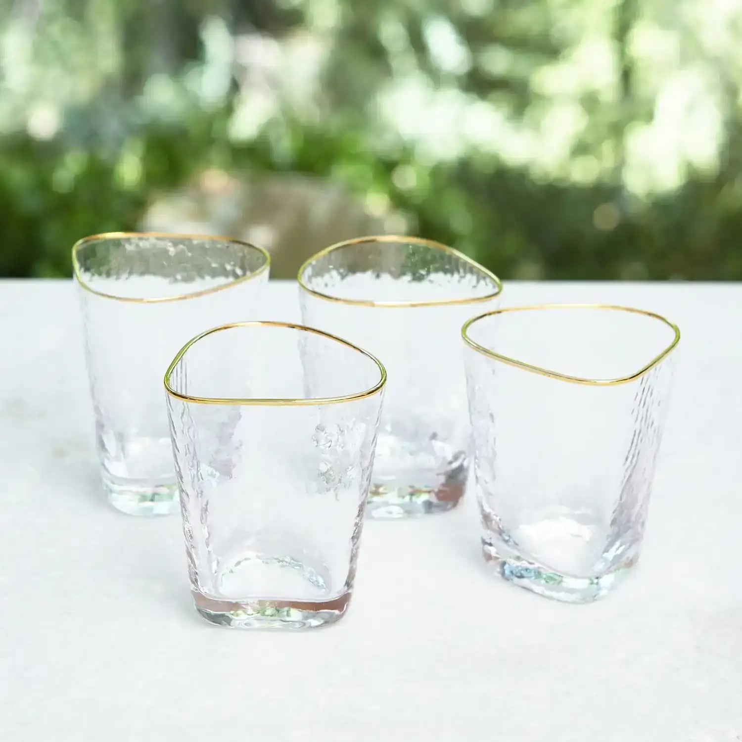 GLOBAL VIEWS S/4 HAMMERED DOF GLASSES - Decorative Accents