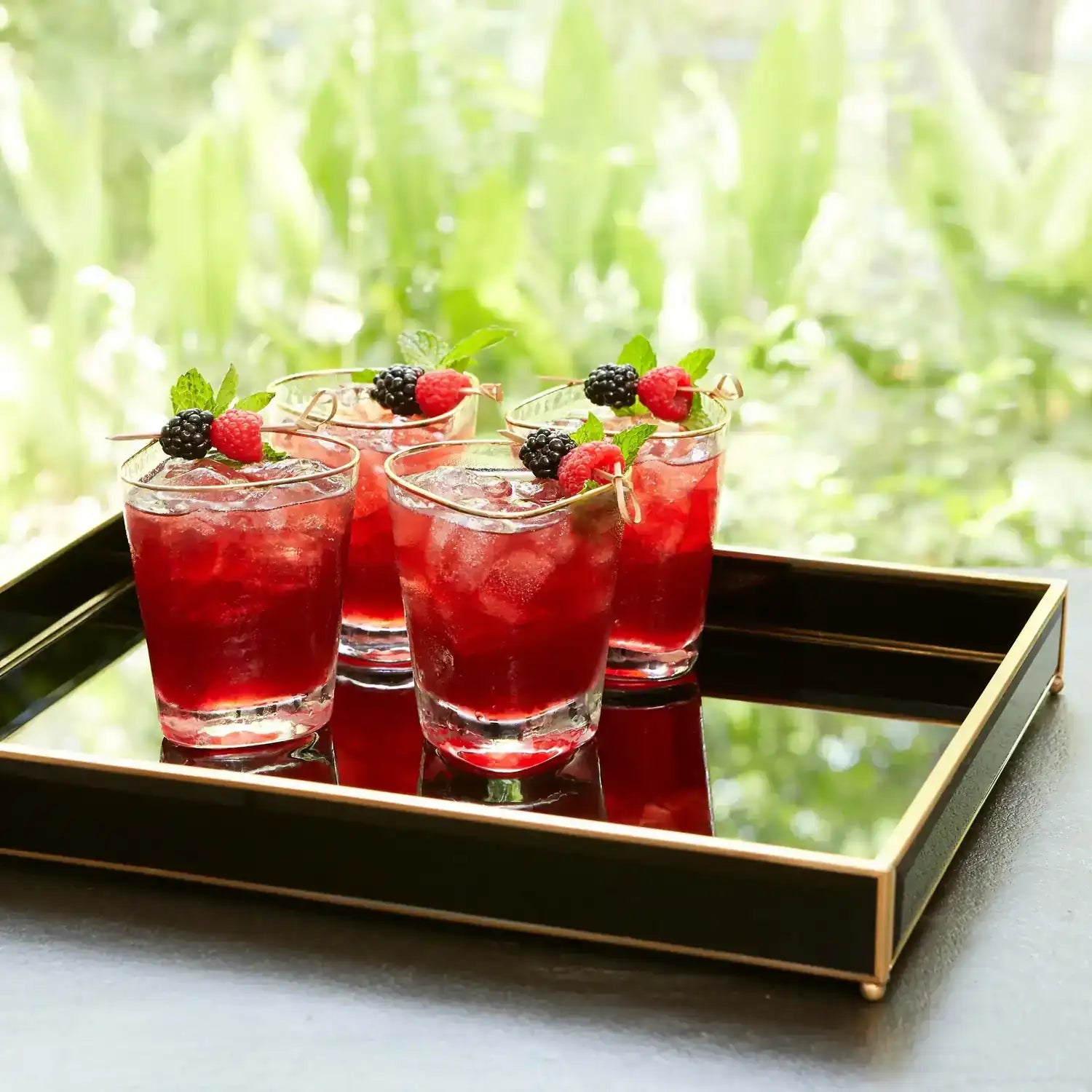 GLOBAL VIEWS S/4 HAMMERED DOF GLASSES - Decorative Accents