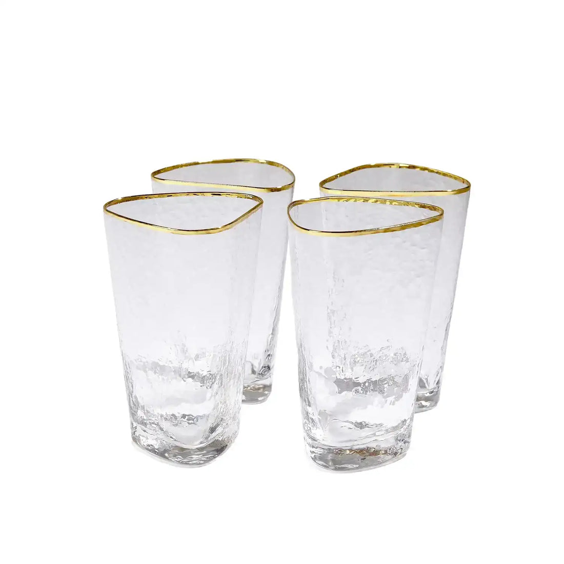 GLOBAL VIEWS S/4 HAMMERED HIGH BALL GLASSES - Decorative Accents