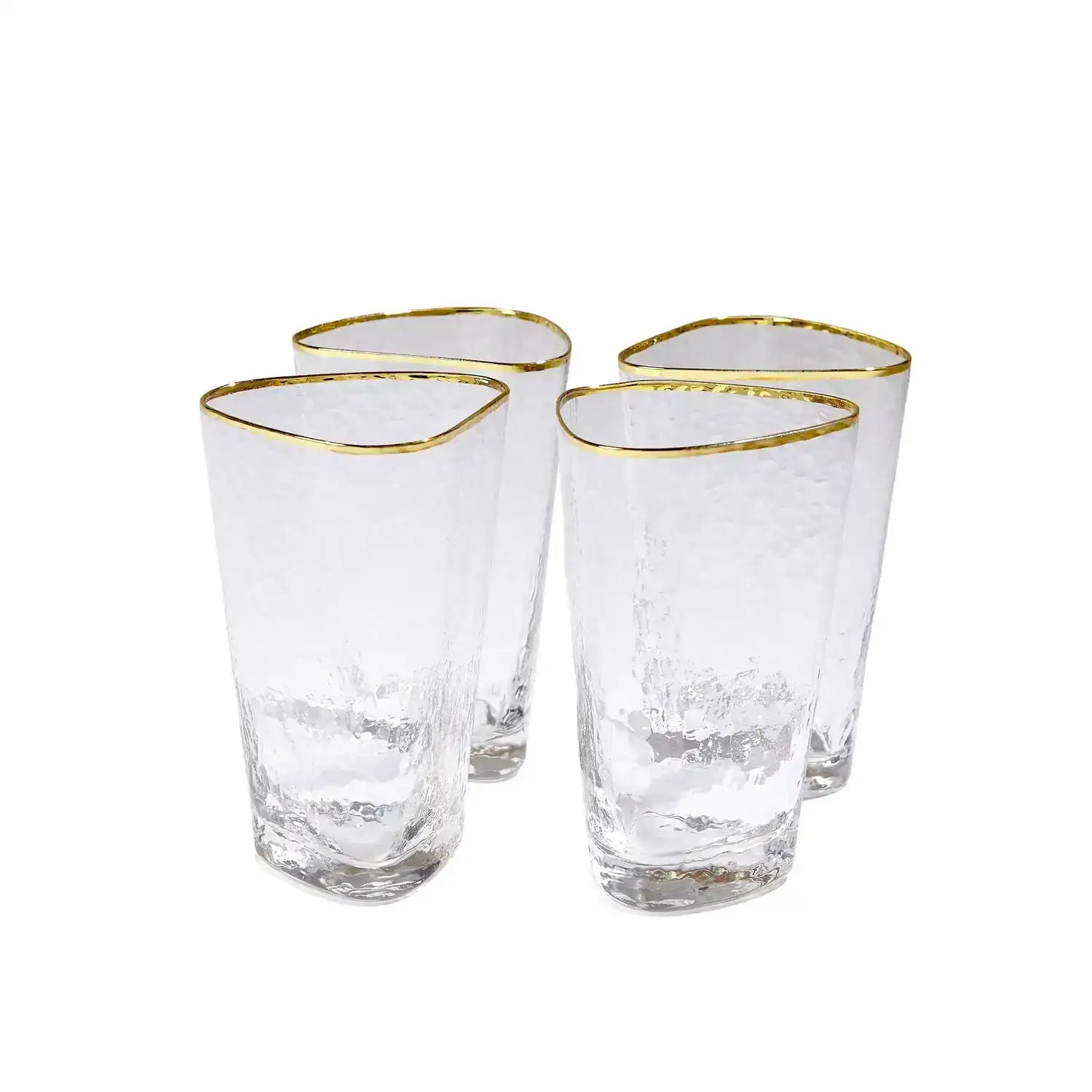 GLOBAL VIEWS S/4 HAMMERED HIGH BALL GLASSES - Decorative Accents