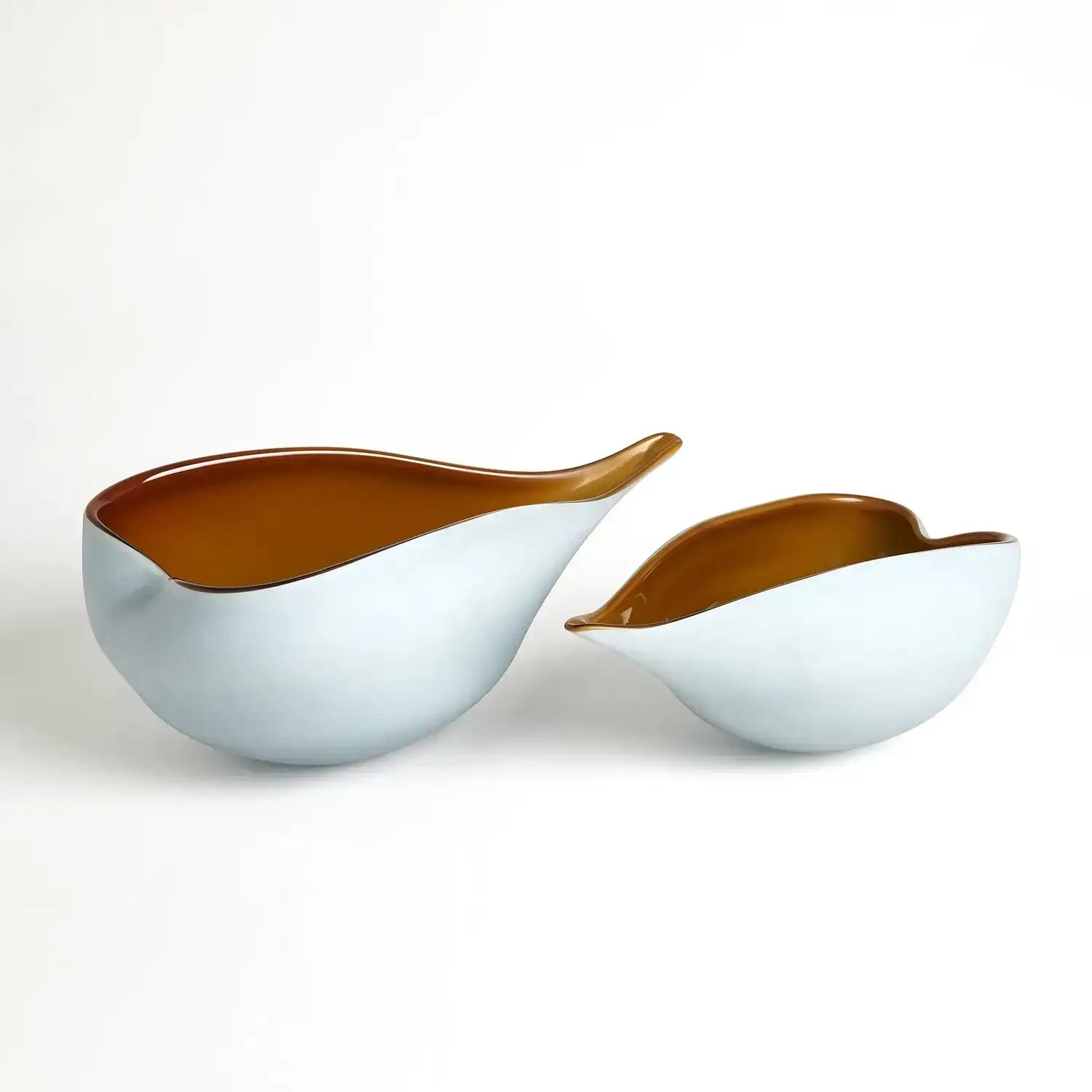 GLOBAL VIEWS FROSTED BLUE BOWL W/AMBER CASING - Art