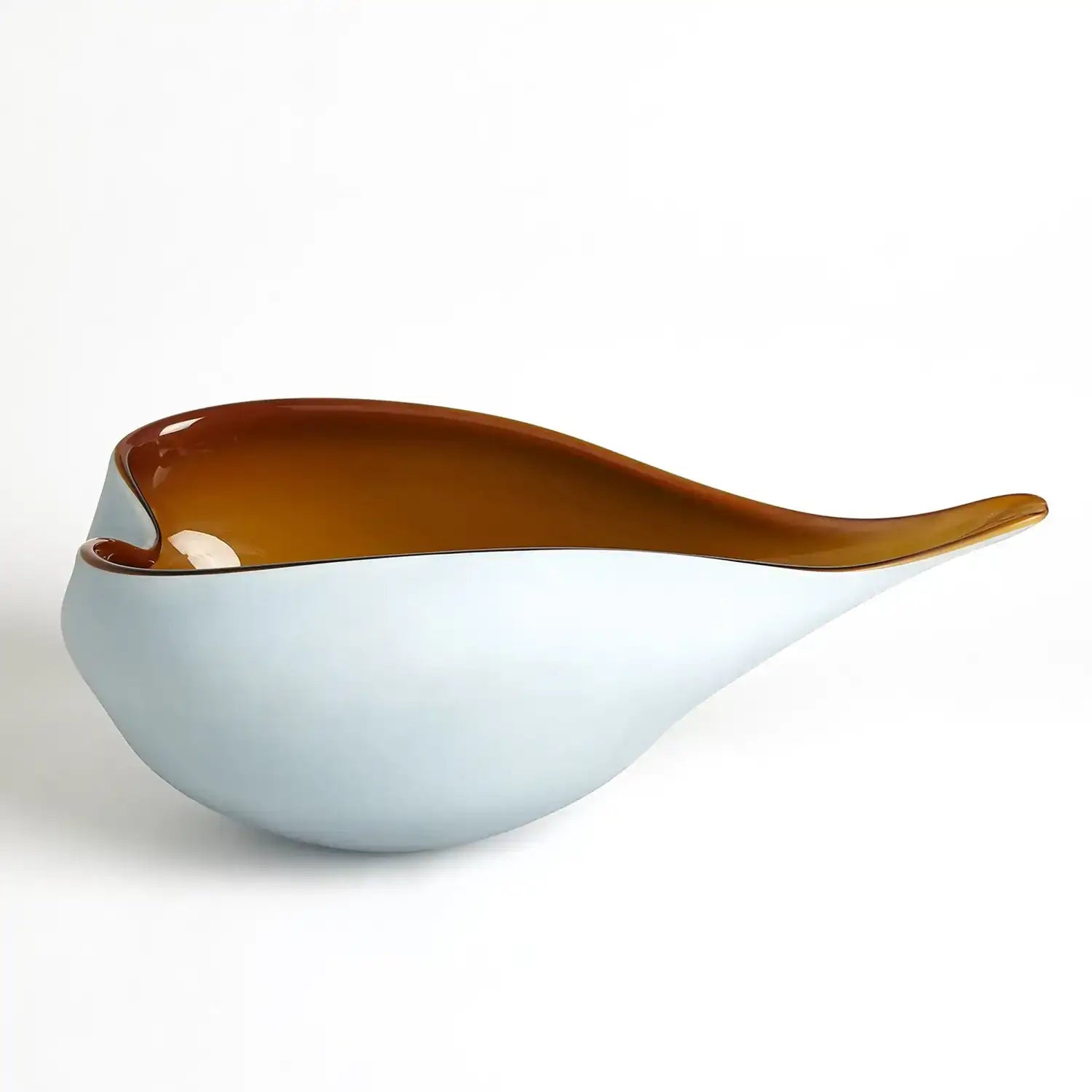 GLOBAL VIEWS FROSTED BLUE BOWL W/AMBER CASING - Art