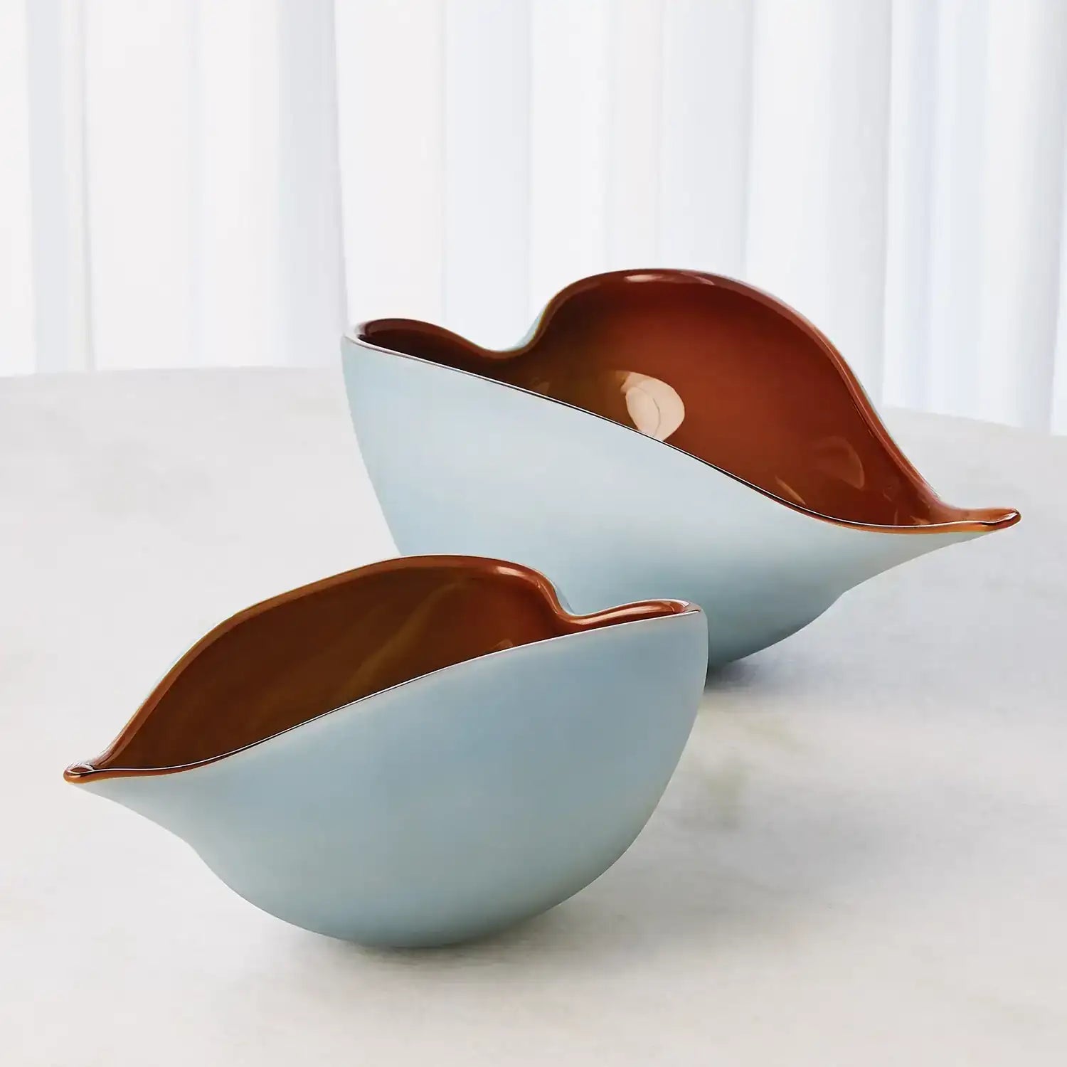 GLOBAL VIEWS FROSTED BLUE BOWL W/AMBER CASING - Art