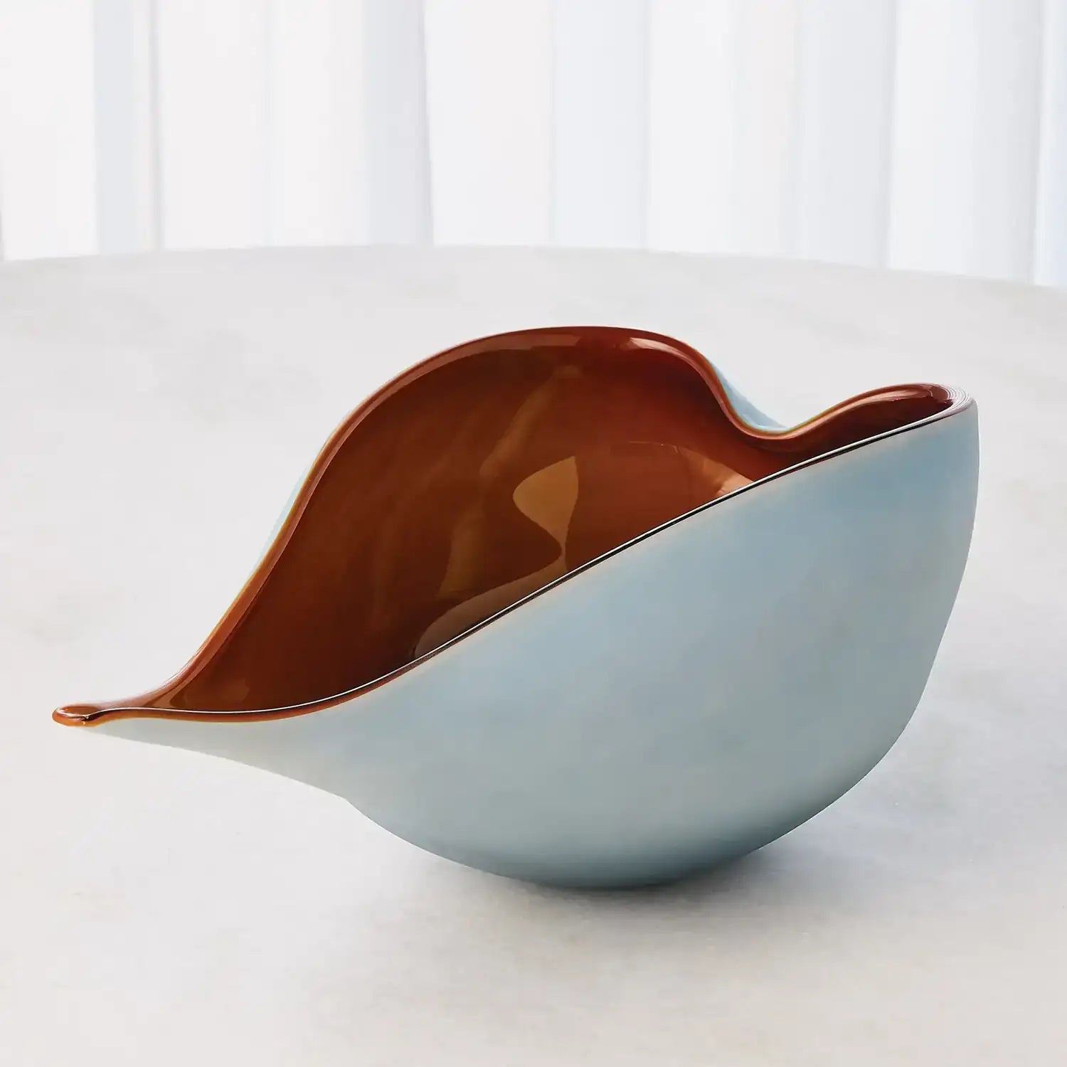 GLOBAL VIEWS FROSTED BLUE BOWL W/AMBER CASING - Art