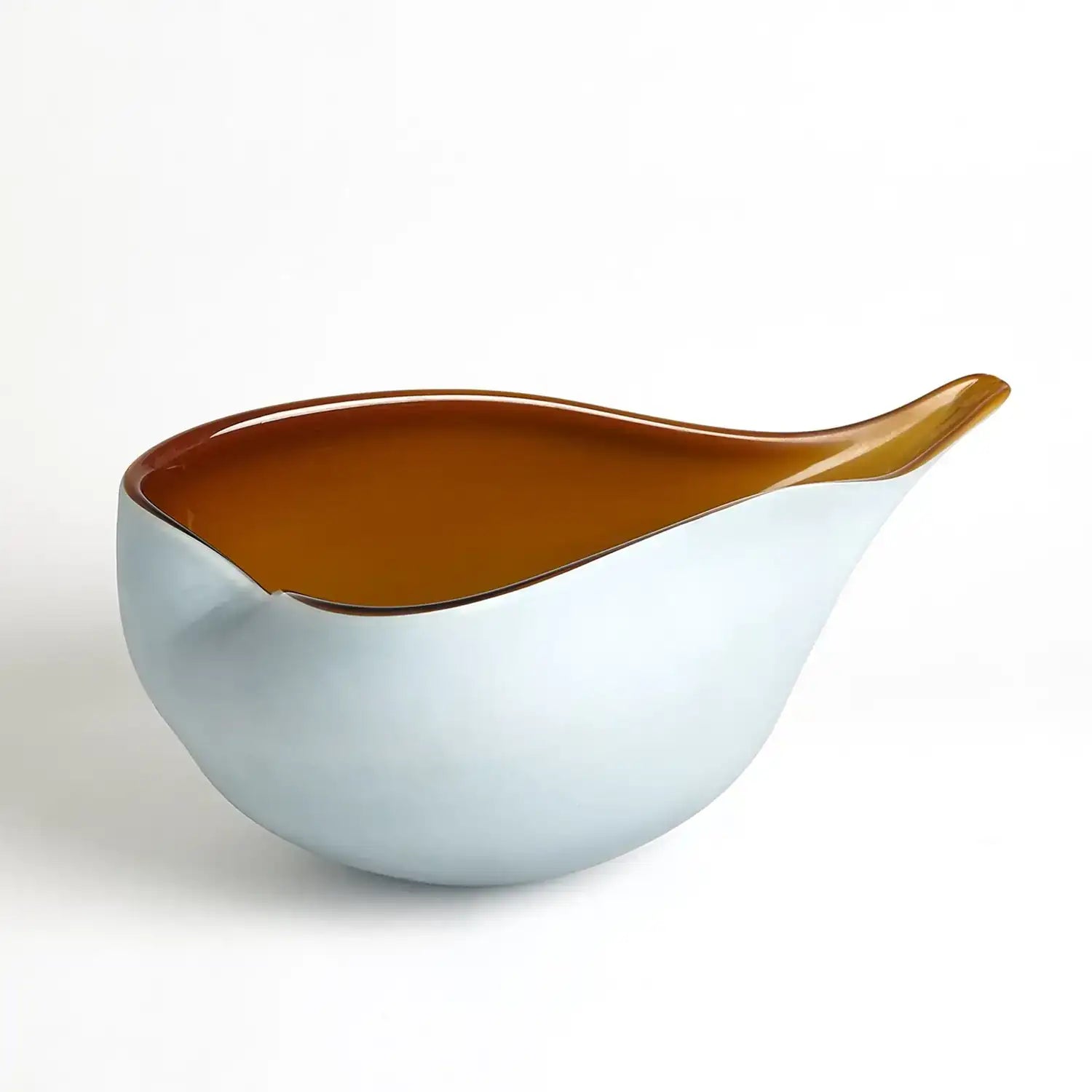 GLOBAL VIEWS FROSTED BLUE BOWL W/AMBER CASING - Art