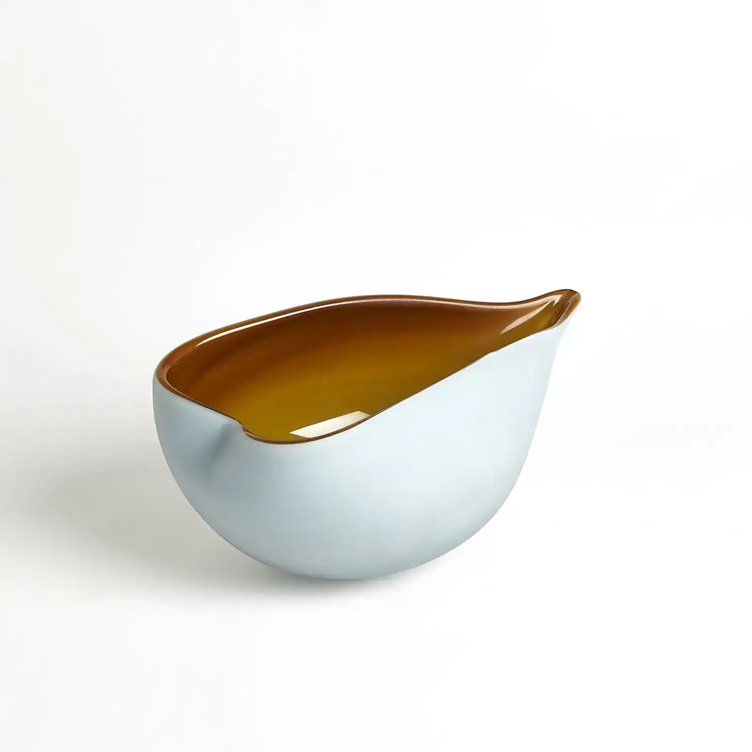 GLOBAL VIEWS FROSTED BLUE BOWL W/AMBER CASING - Art
