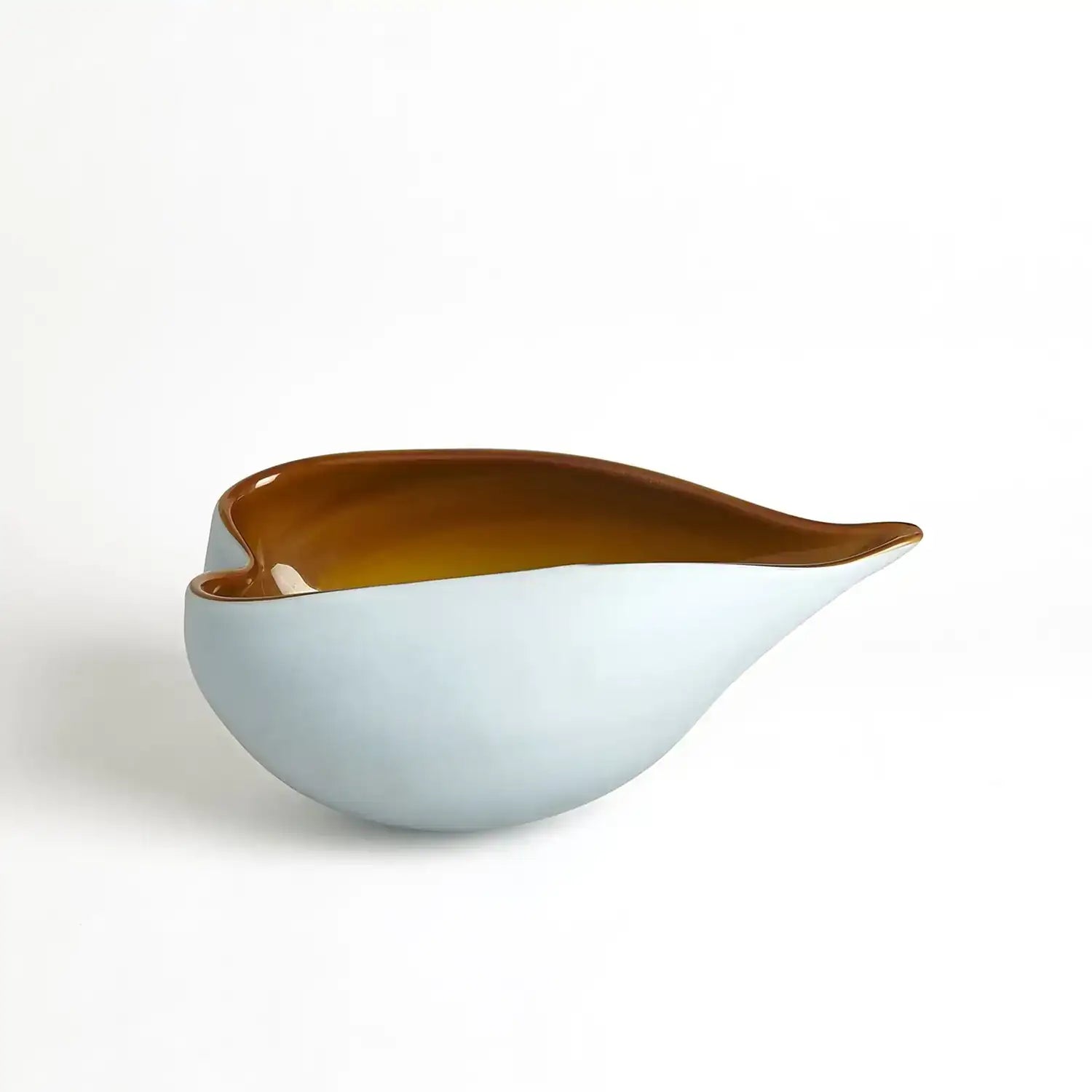 GLOBAL VIEWS FROSTED BLUE BOWL W/AMBER CASING - Art