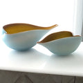 GLOBAL VIEWS FROSTED BLUE BOWL W/AMBER CASING - Art