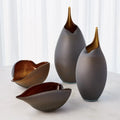 GLOBAL VIEWS FROSTED GREY BOWL W/AMBER CASING - Art