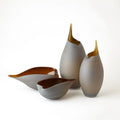 GLOBAL VIEWS FROSTED GREY BOWL W/AMBER CASING - Art