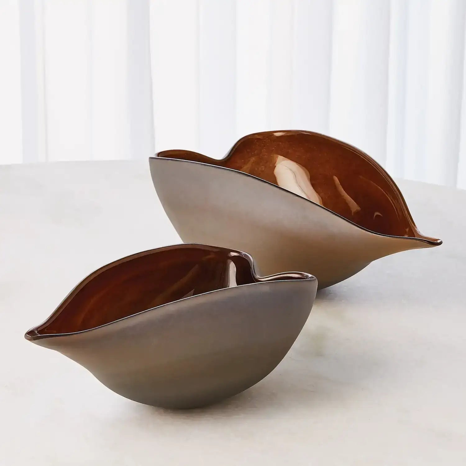GLOBAL VIEWS FROSTED GREY BOWL W/AMBER CASING - Art